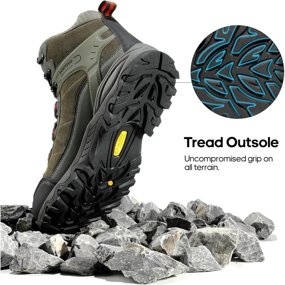 NORTIV 8 Men's Hiking Boots Mid Trekking Mountaineering Shoes Army Green